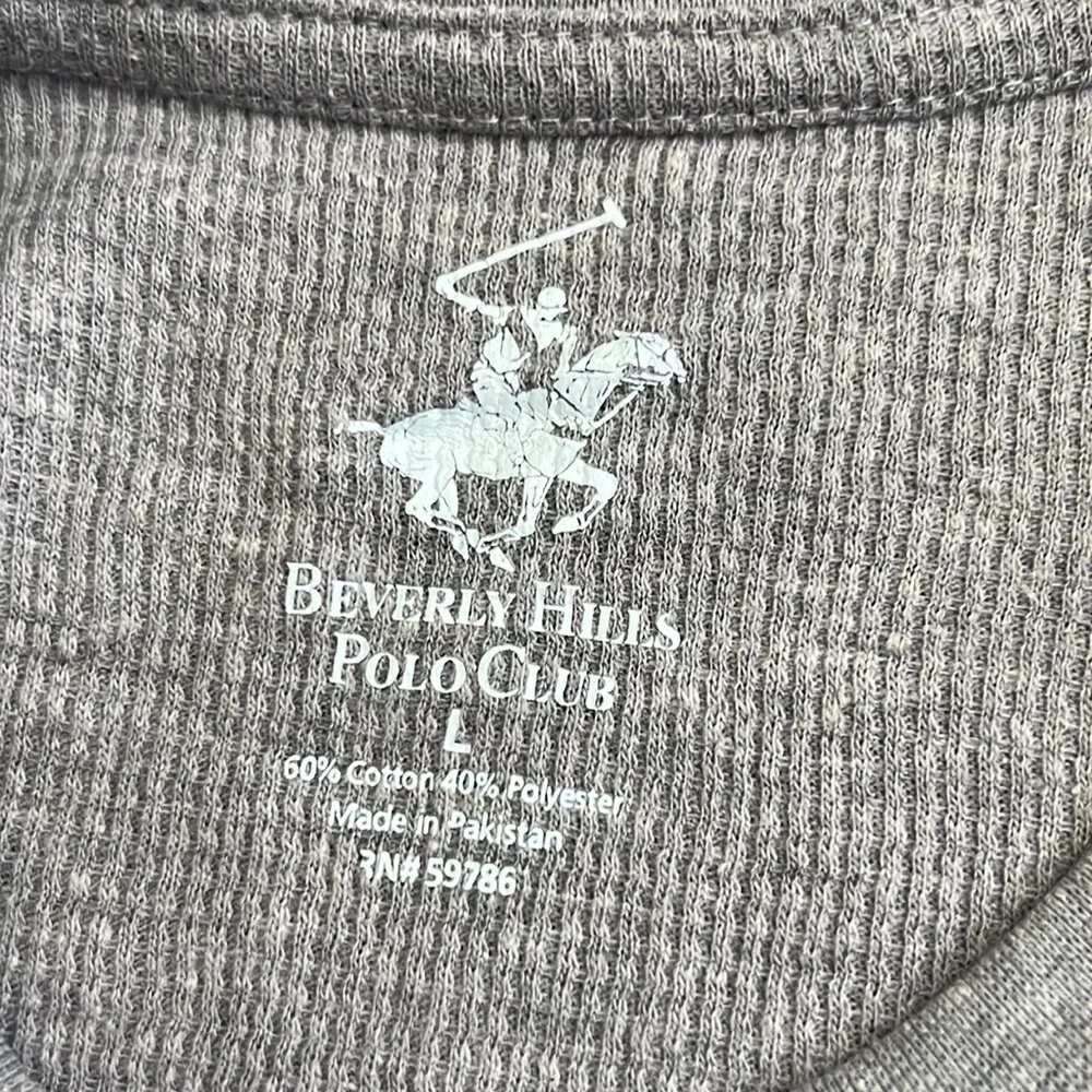 {Beverly Hills Polo Club}Mens Gray Waffle-knit Loungewear Top - Picture 4 of 6